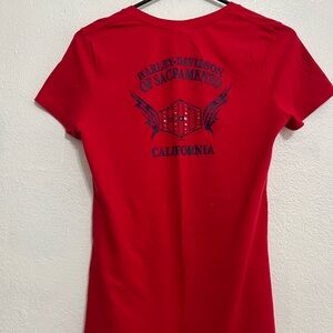 Women’s Harley Davidson Sacramento Short Sleeve Shirt Red Size Medium Y2K